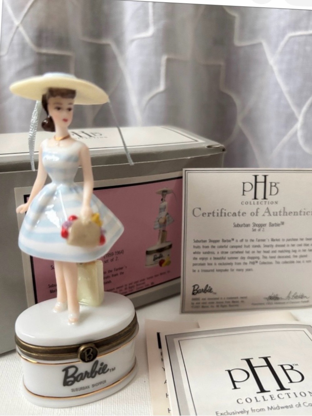 Retired New Barbie Suburban Shopper Porcelain Box—From 2001